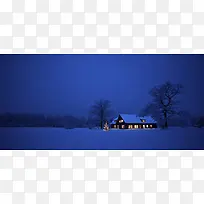 夜景雪景淘宝海报背景banner