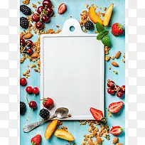 食物砧板清新海报背景图