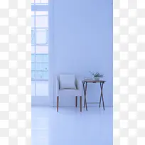 白色简约现代沙发H5背景素材
