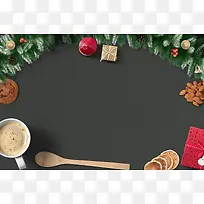 灰色圣诞主题食物素材背景