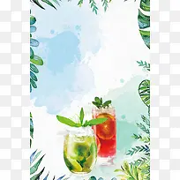 矢量小清新夏季果汁饮品海报背景