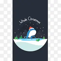 圣诞卡通鲸鱼背景