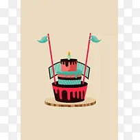 生日庆祝蛋糕海报背景材料