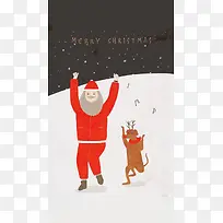 卡通雪地圣诞老人H5背景