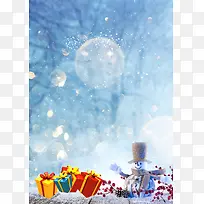 礼物冬至雪人冬至玻璃质感背景素材
