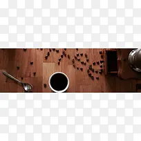咖啡咖啡豆木桌背景