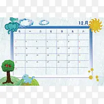 2017年12月日历卡通背景