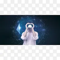 蓝色创意VR背景素材