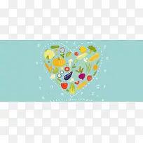 清新卡通蔬菜背景banner