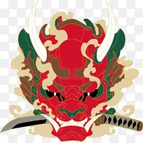 拿着武士刀的鬼面具