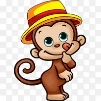 戴着小帽子的可爱猴子