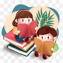 儿童读书学习插画