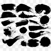 毛笔笔触溅墨笔画水墨