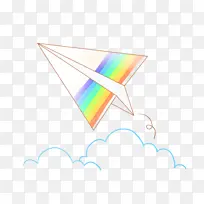 彩虹图案的纸飞机PNG免扣素材