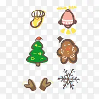 圣诞节元素手绘姜饼人圣诞树袜铃铛麋鹿雪花