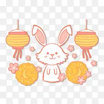 中秋佳节可爱小兔月饼元素