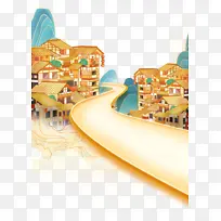国潮手绘插画中国风素材