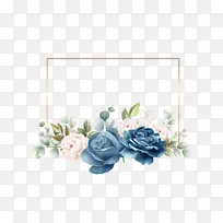 矢量蓝色玫瑰花装饰元素图