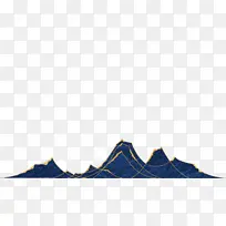 中式金色描边蓝色山脉