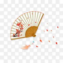 国潮手绘古扇插画