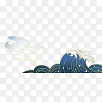 国潮海浪浪花中国风蓝色