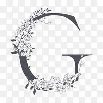 素雅花枝字母G