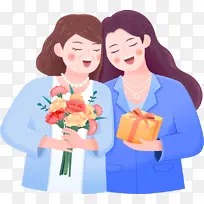 母亲节母女两个依靠