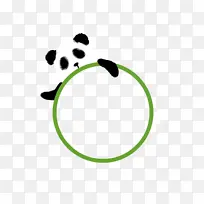 呆萌国宝熊猫可爱趣味绿色边框
