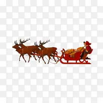 圣诞节圣诞老人驯鹿车元素