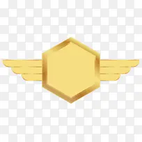 金色六边形翅膀徽章矢量