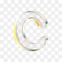 立体水晶透明金边字母C