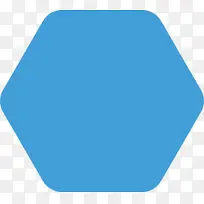 蓝色圆角正六边形素材