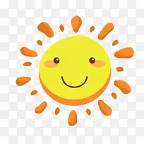 太阳脸手绘暖暖黄色可爱的太阳笑脸