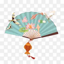 国潮中国风仙鹤图案装饰扇子