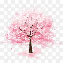 高清手绘水彩中国风樱花插画素材