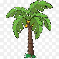 卡通海岛上的椰子树