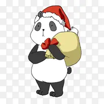圣诞节送礼物的熊猫
