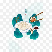 冬至吃饺子手绘元素图