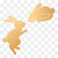 中秋节金色兔子剪影