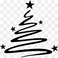圣诞节，圣诞树，星星，简笔画，线条，