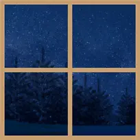 窗户 黑夜 星空 窗帘