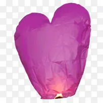 紫色爱心孔明灯
