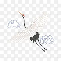 卡通手绘国潮仙鹤祥云