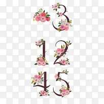 春季手绘鲜花数字