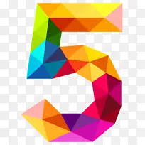 彩色几何拼贴数字5
