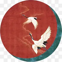 古风仙鹤中国红地毯