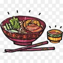 手绘碗筷面条