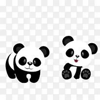两只可爱的卡通熊猫