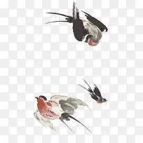 中国水墨画的燕子