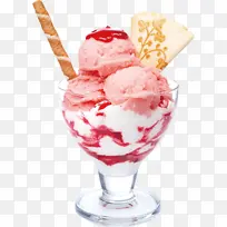 草莓冰淇淋，雪糕，冰淇淋球